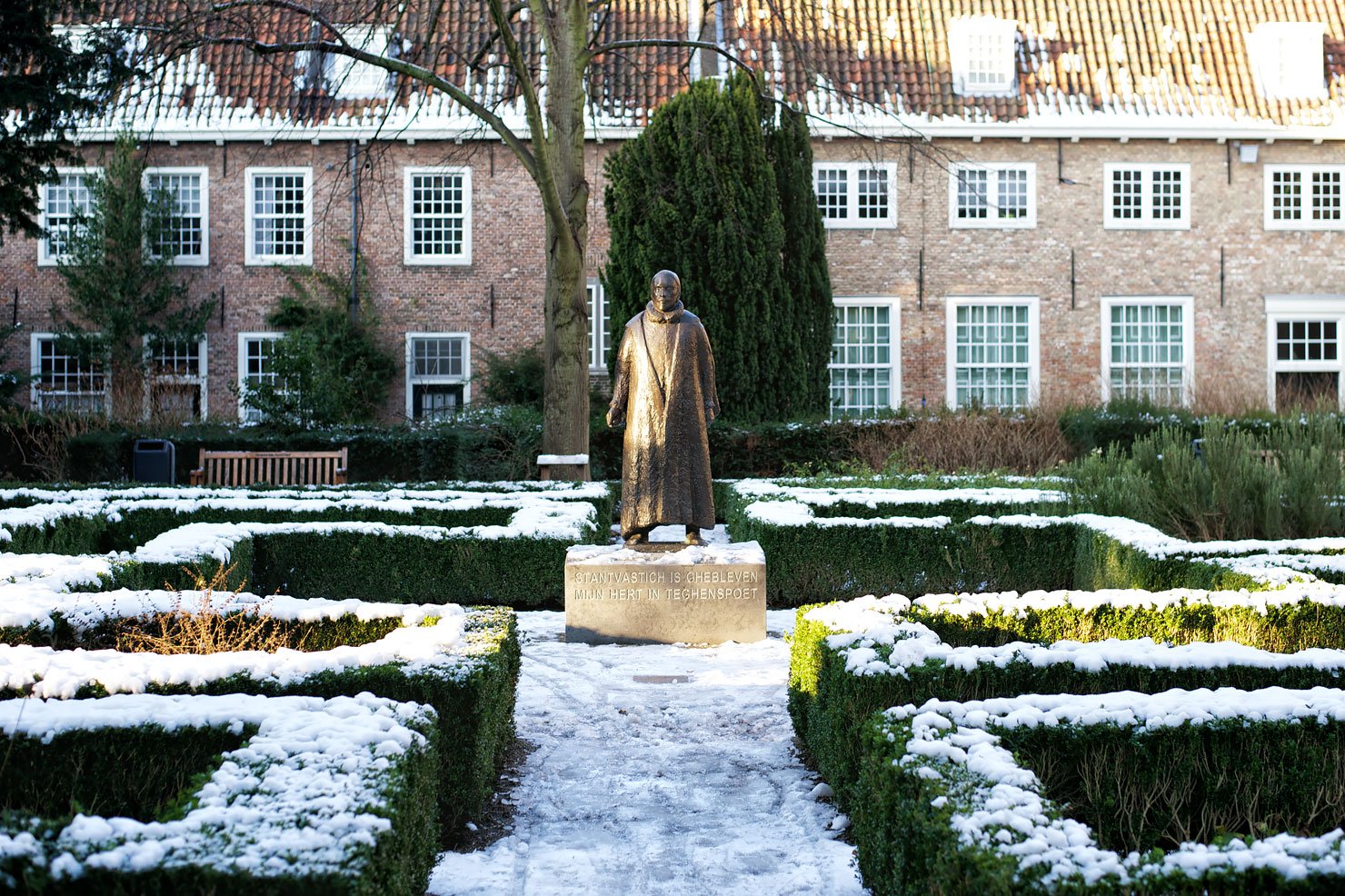 Statue of William of Orange (Willem van Oranje) at the garden of museum Prinsenhof in Delft