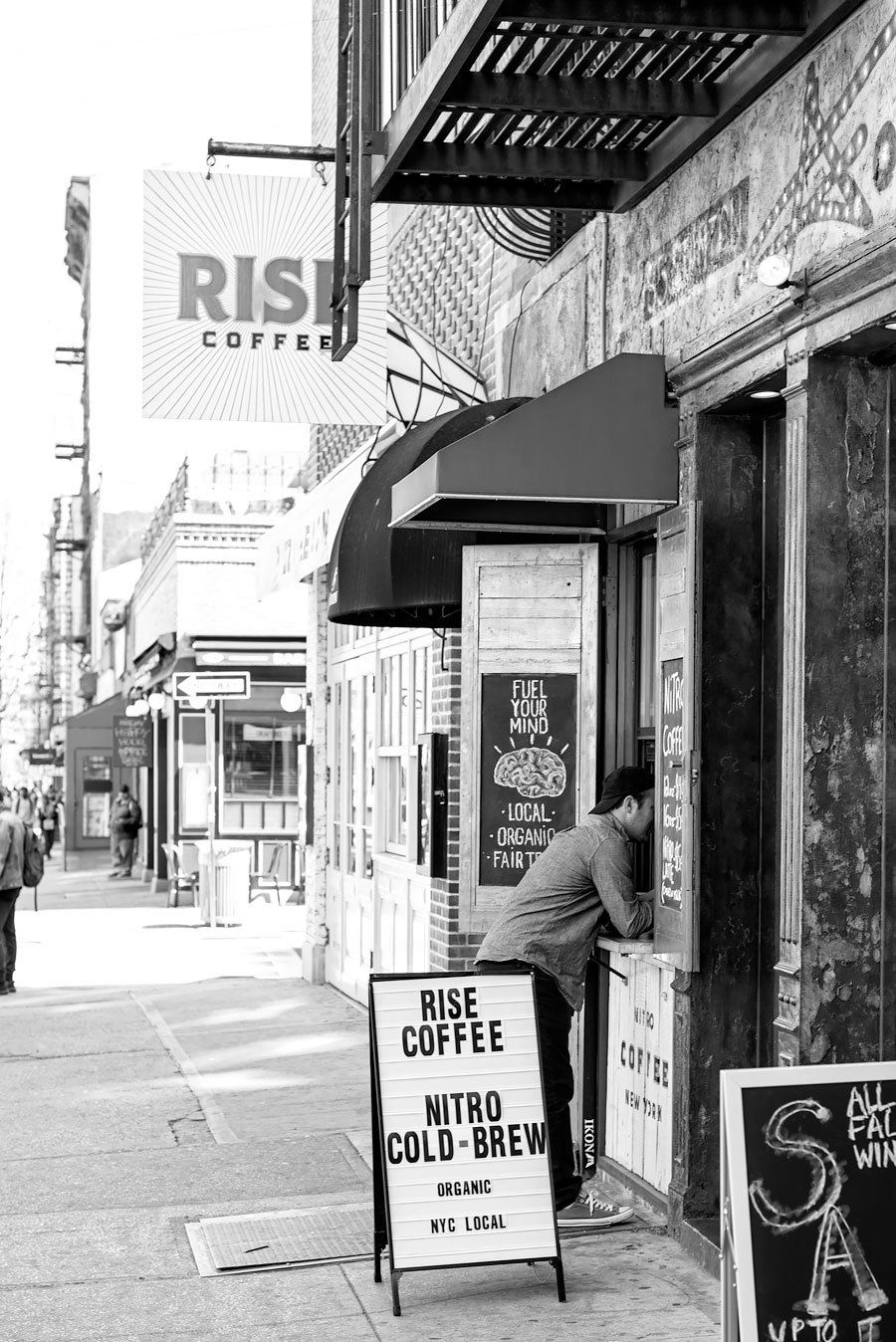 Rise Coffee in New York. More New York moments in black & white on Urban Pixxels: http://urbanpixxels.com/new-york-bw 