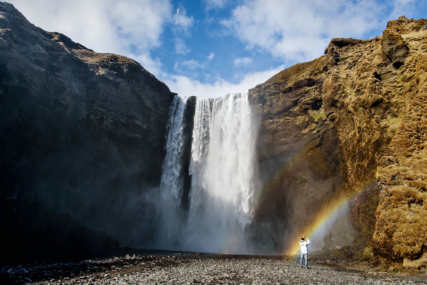 Road Trip in Iceland, the South Coast. Skogafoss waterfall.