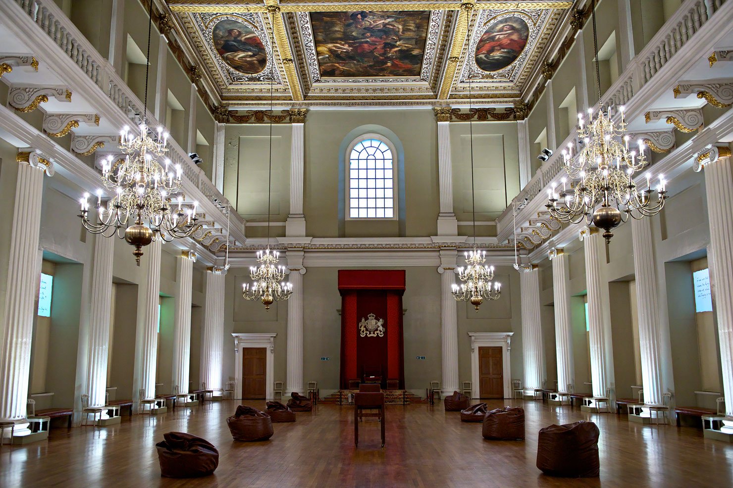 Banqueting House - Banqueting Hall with the famous ceiling painted by Rubens in London