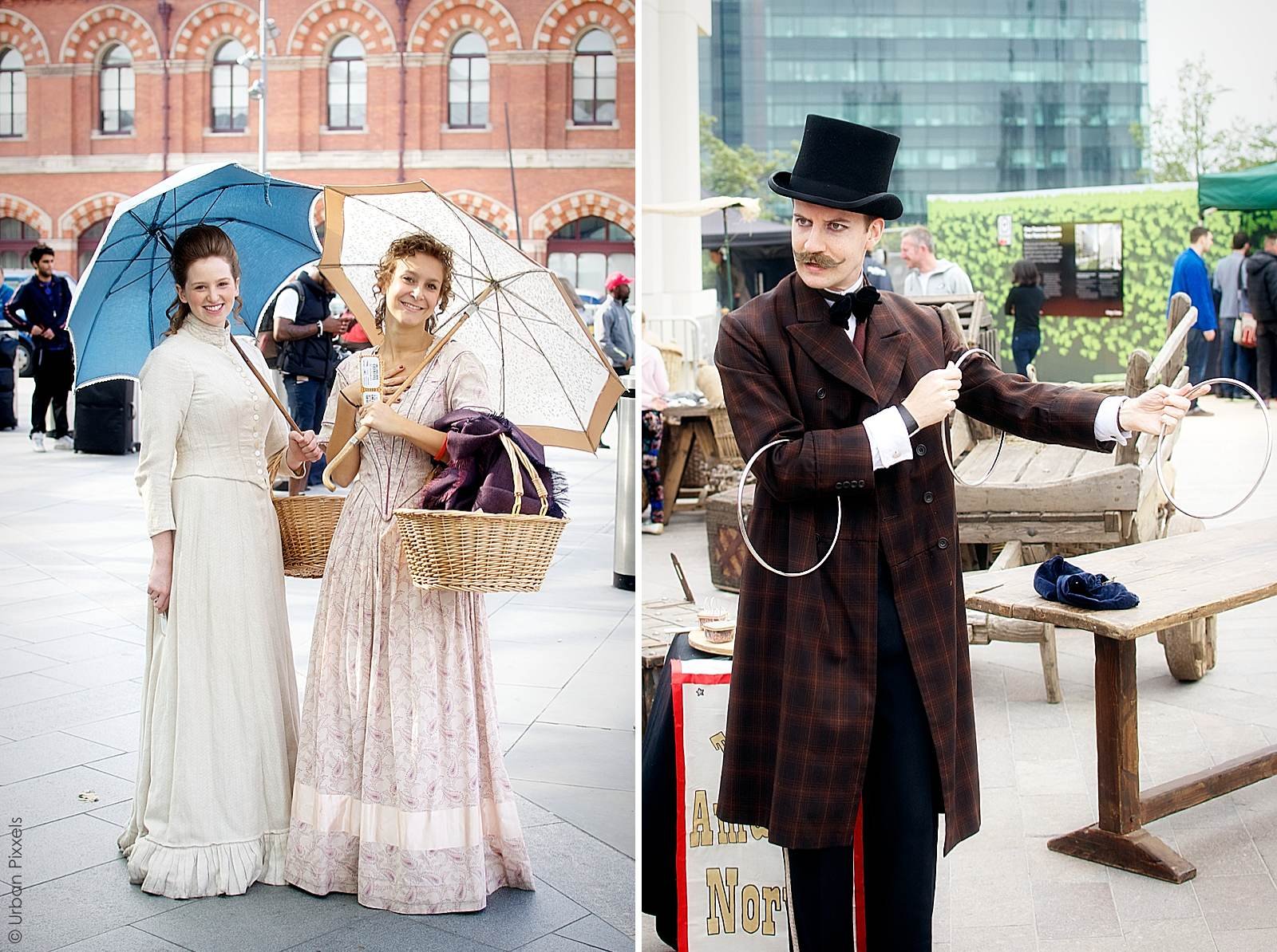 Women in Victorian dresses history King's Cross London