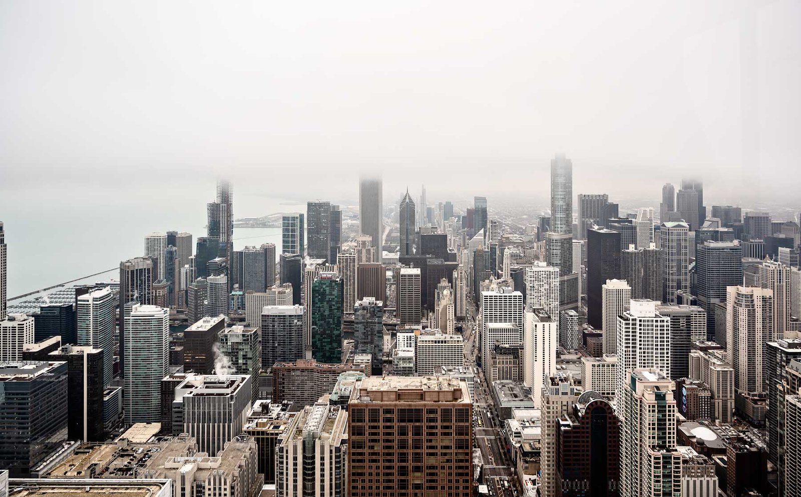 View of Chicago from above on a cloudy day at 360 Chicago in the John Hancock building - shot with the Nikon Z6