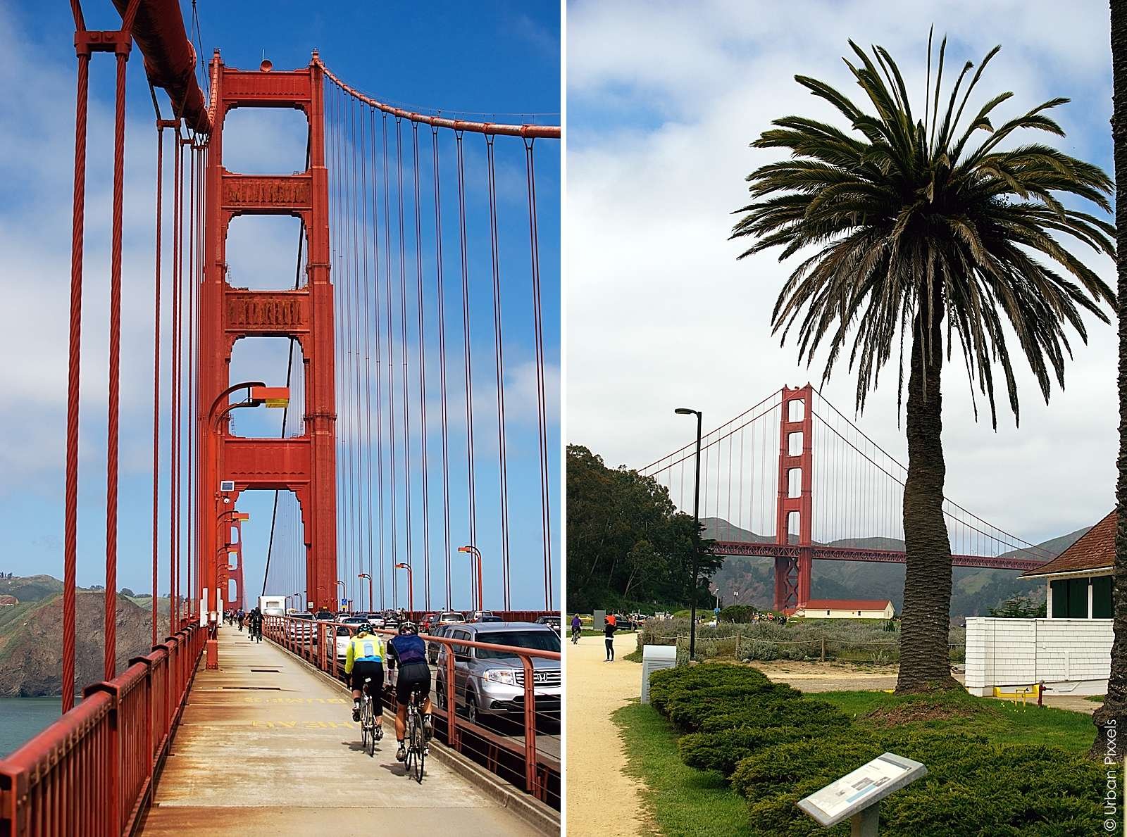 Cycling across the Golden Gate Bridge in San Francisco