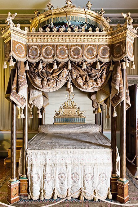 The bedroom at Osterley Park, an 18th century historic mansion in London.