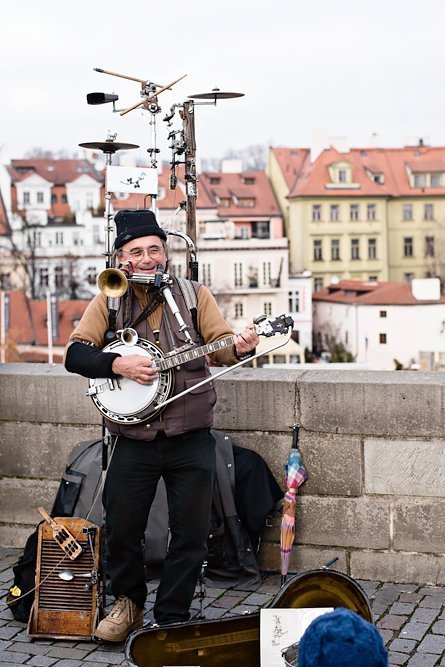 Musician on the Charles Bridge in Prague. More photos and a video of Prague on Urban Pixxels