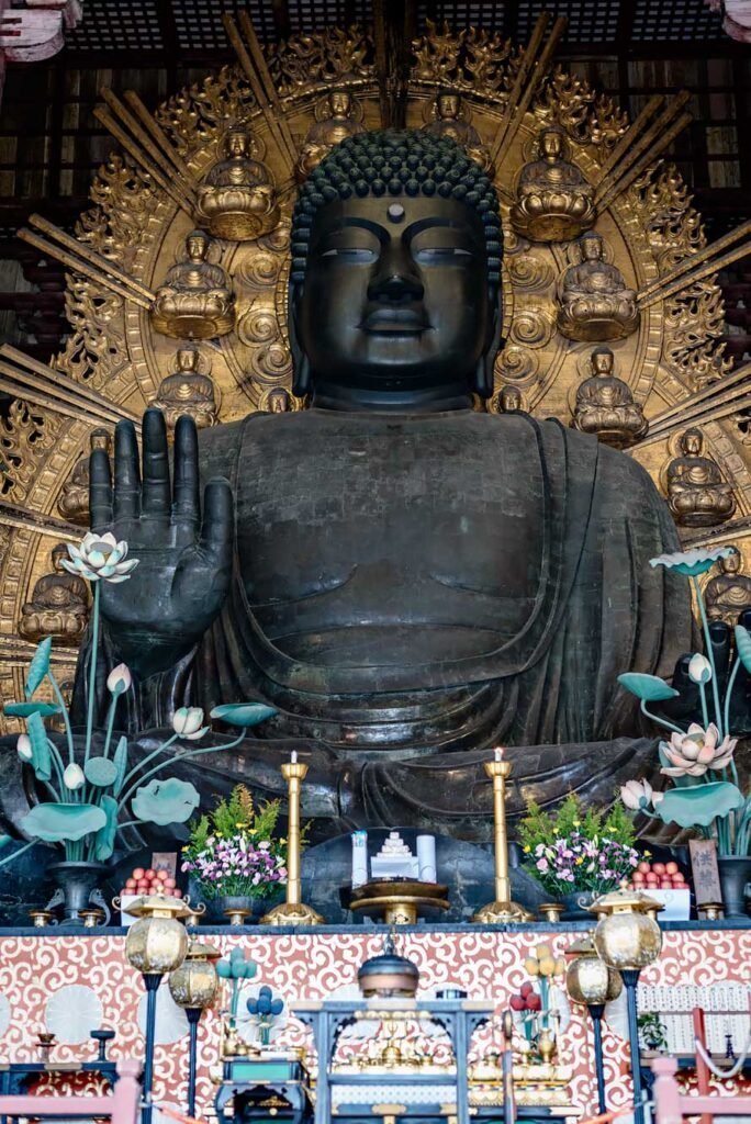 The Daibutsu (Great Buddha) in Nara, one of the largest Buddha statues in the world. Nara is a great day trip from Kyoto or Osaka
