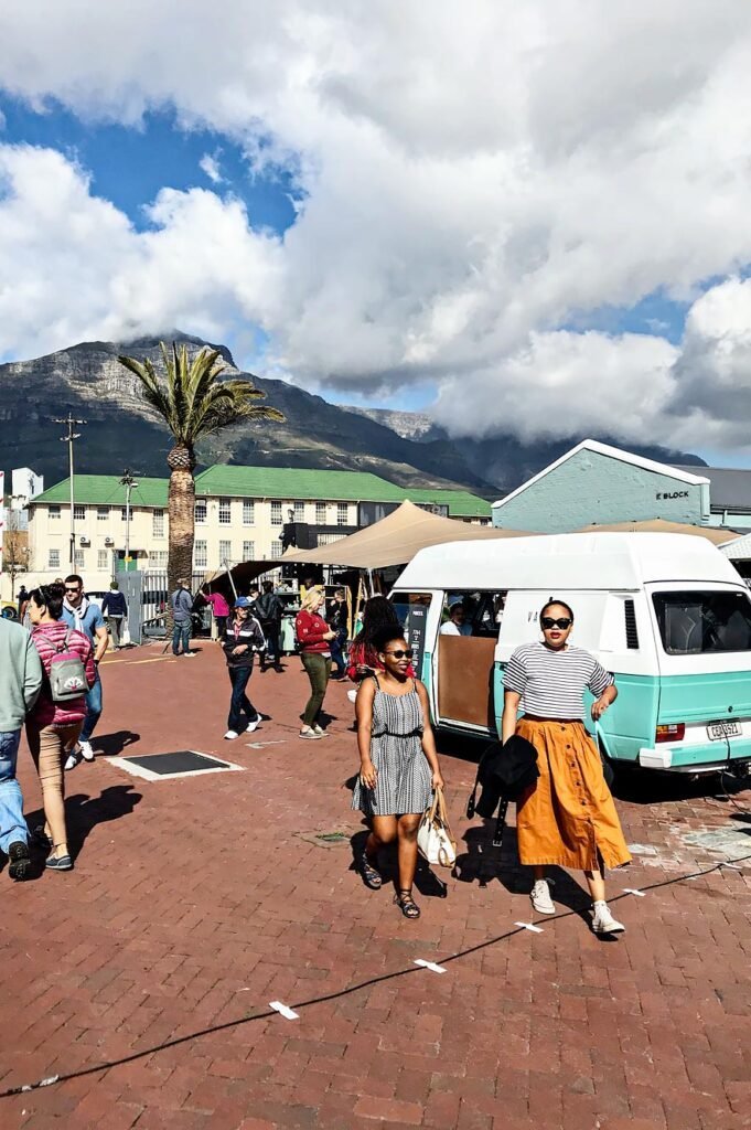 The vibrant Neighbourgoods Market, located at the Old Biscuit Mill (warehouse) in Woodstock