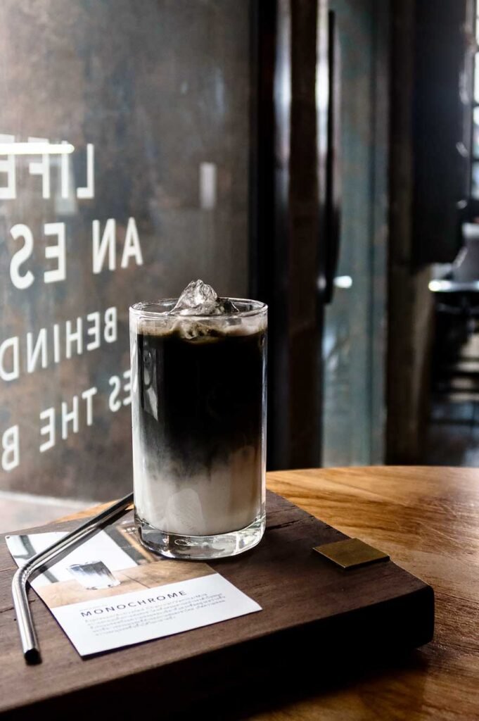Black and white - Monochrome - coffee at Graph, one of the best coffee places in Chiang Mai