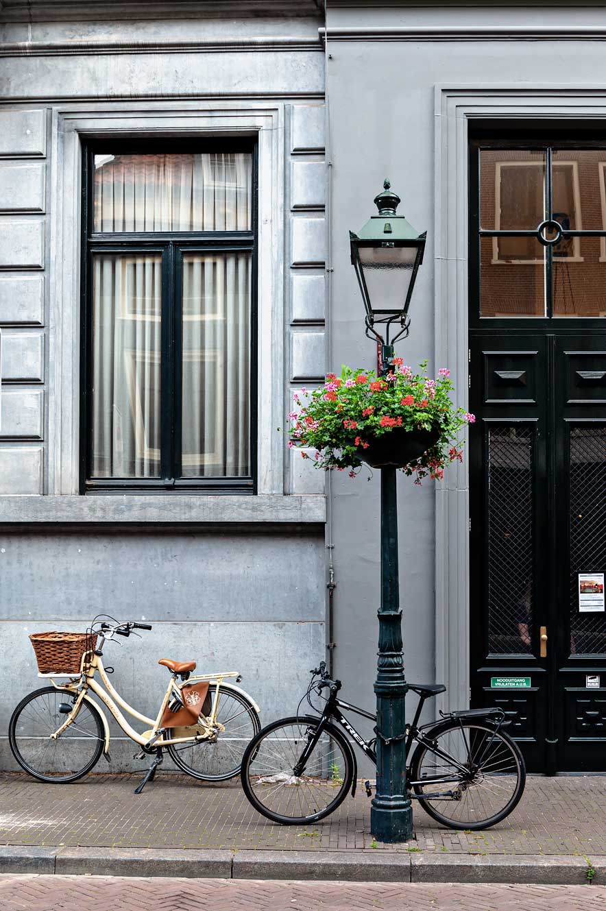 Bicycles parked in front of Hotel des Indes in The Hague