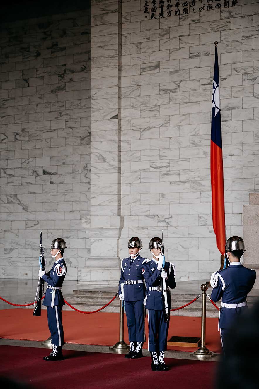 Changing of the guard at Chiang Kai-shek Memorial Hall. One of the best things to do in Taipei.