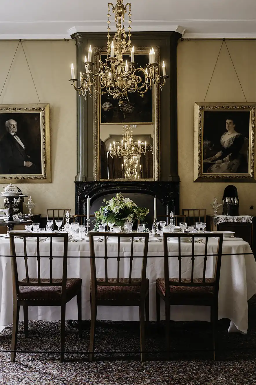 A tour of Rosendeal Castle in The Netherlands - dining room early 20th century