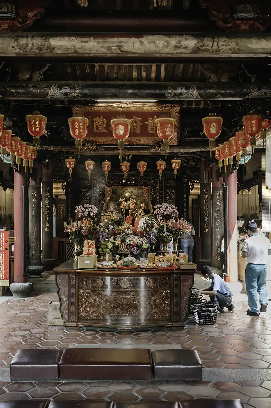 Binnen bij de City God Tempel in Tainan, Taiwan