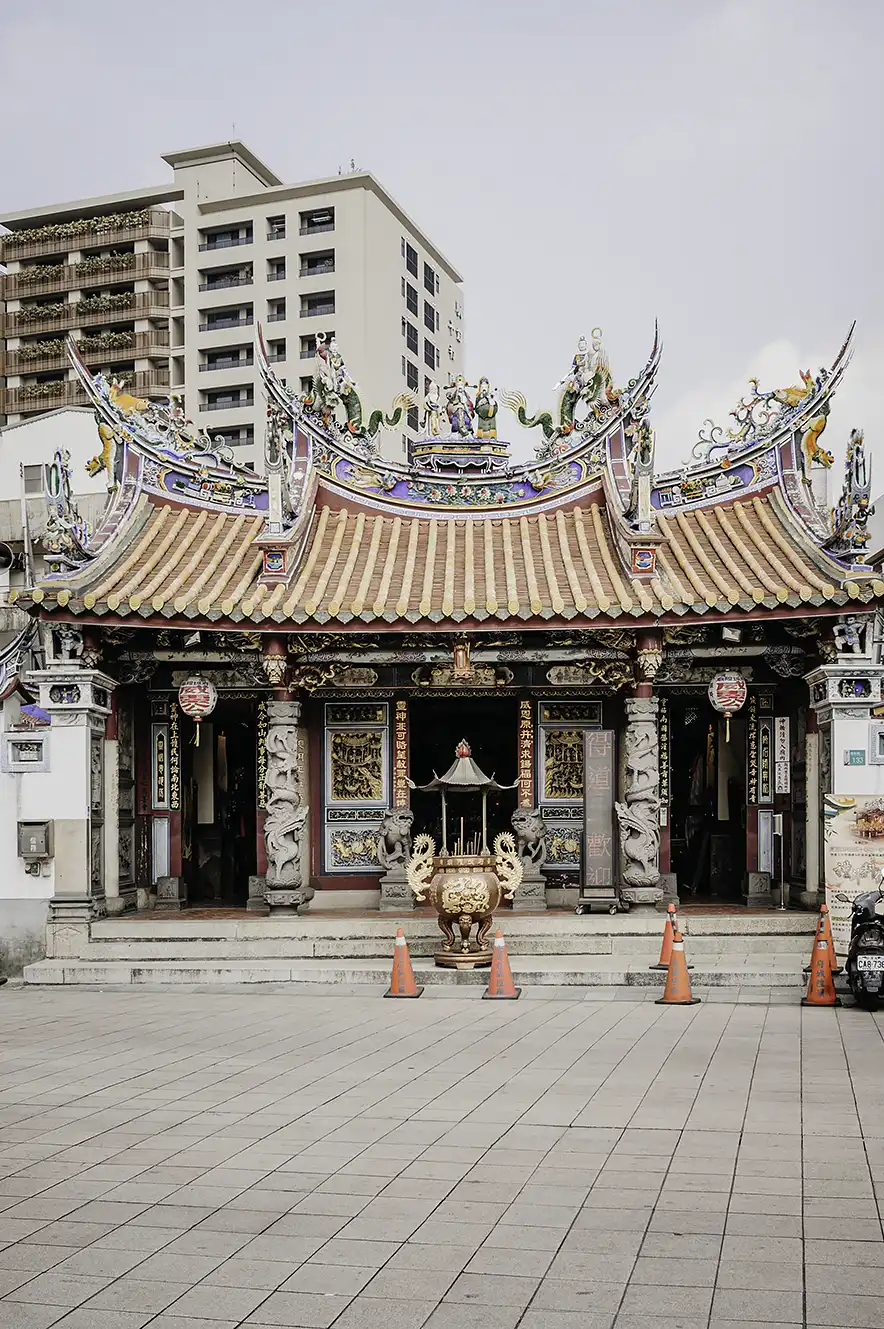 Buitenkant van City God Tempel in Tainan, Taiwan