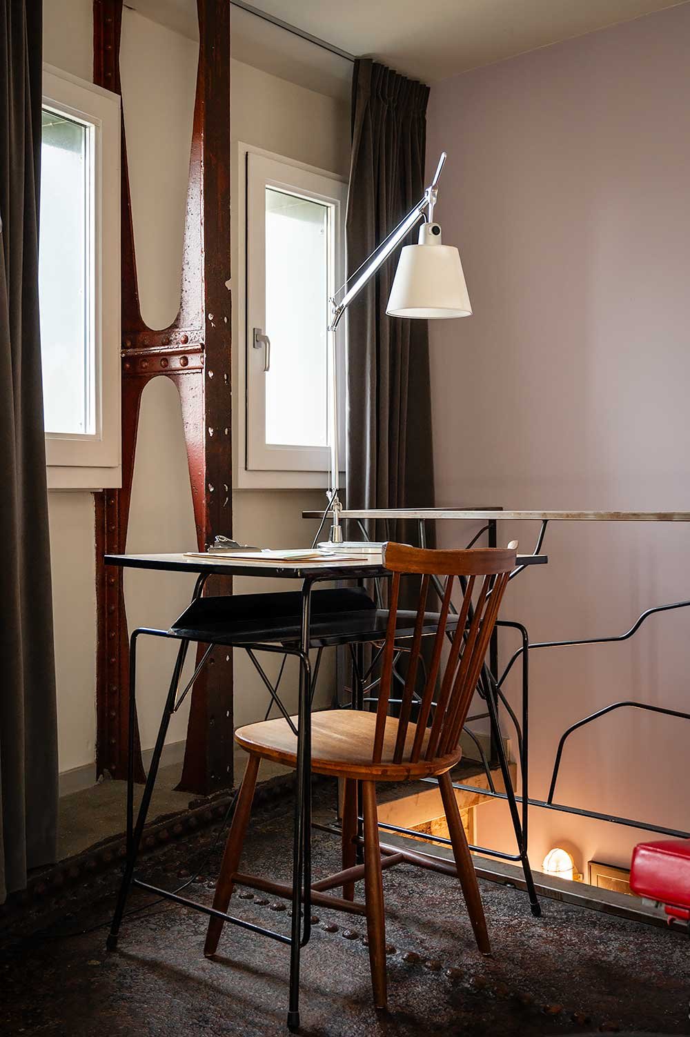 Hotel Room in the Water Tower at Villa Augustus in Dordrecht. One of the most unique boutique hotels in the Netherlands