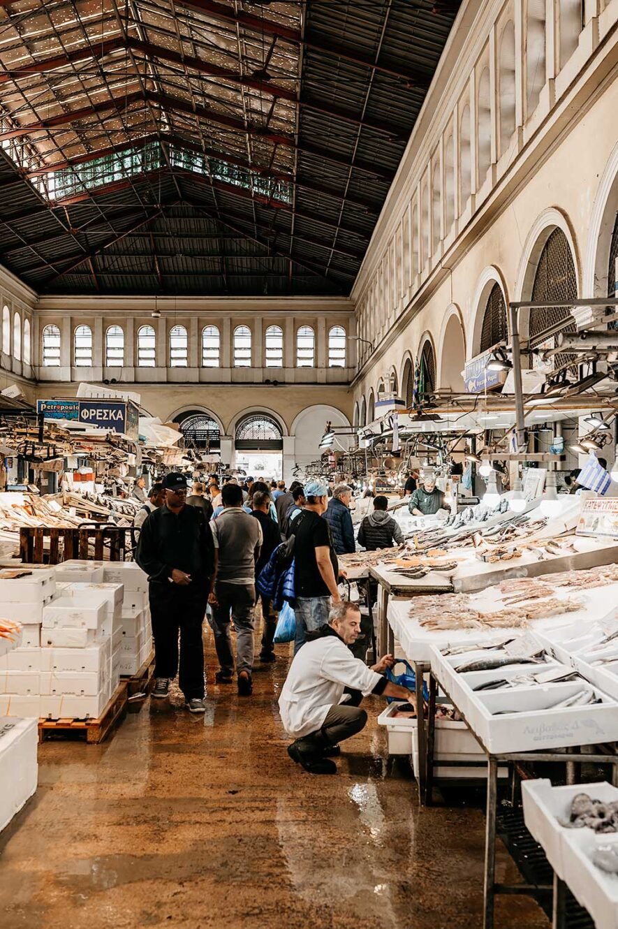 Varvakeios Market selling fish in Athens