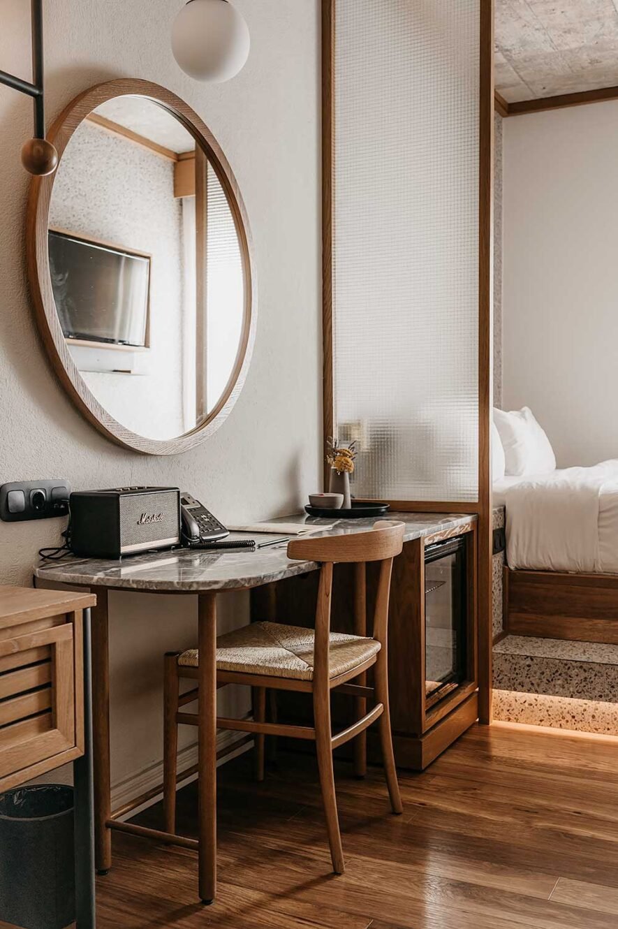 Bedroom at Ergon House boutique hotel in Athens, Greece