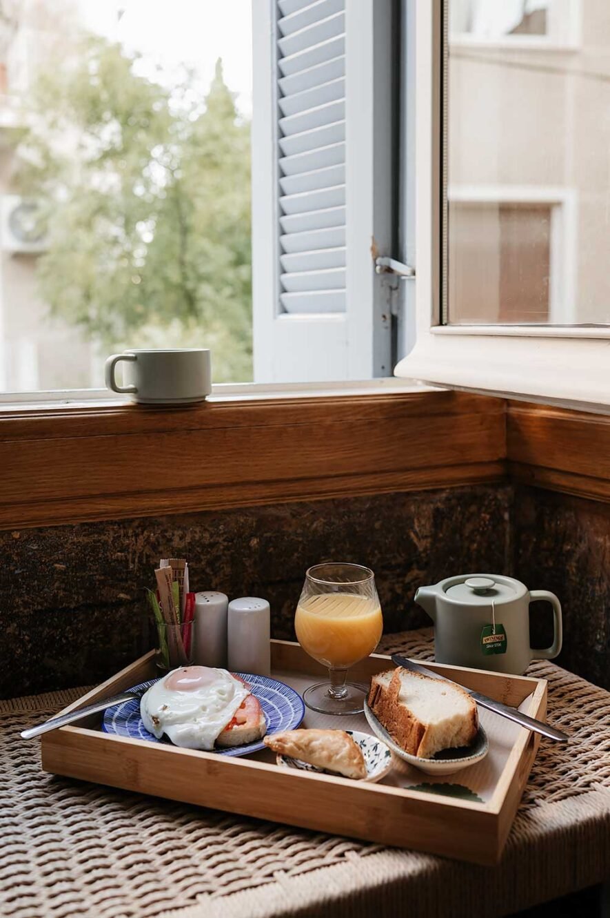 Breakfast at boutique hotel Monsieur Didot in Athens, Greece