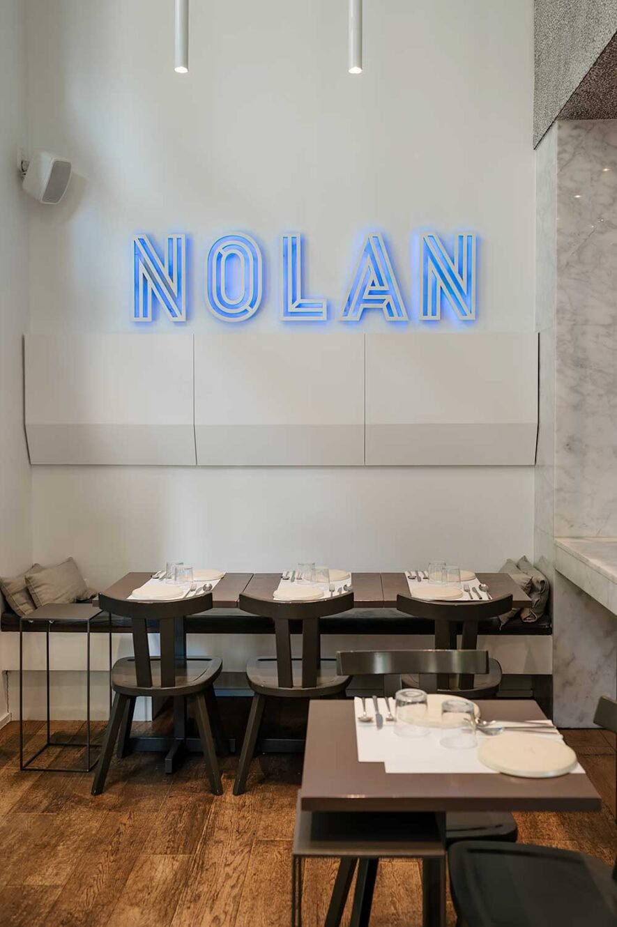 The interior of restaurant Nolan, one of the best places to eat in Athens, Greece