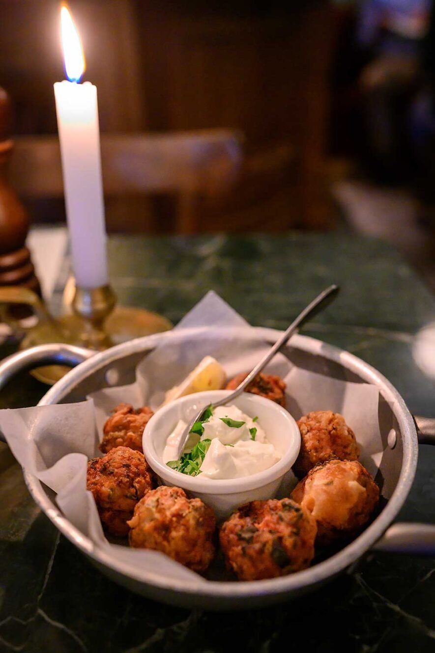 Greek meatballs at restaurant Cherchez la Femme in Athens