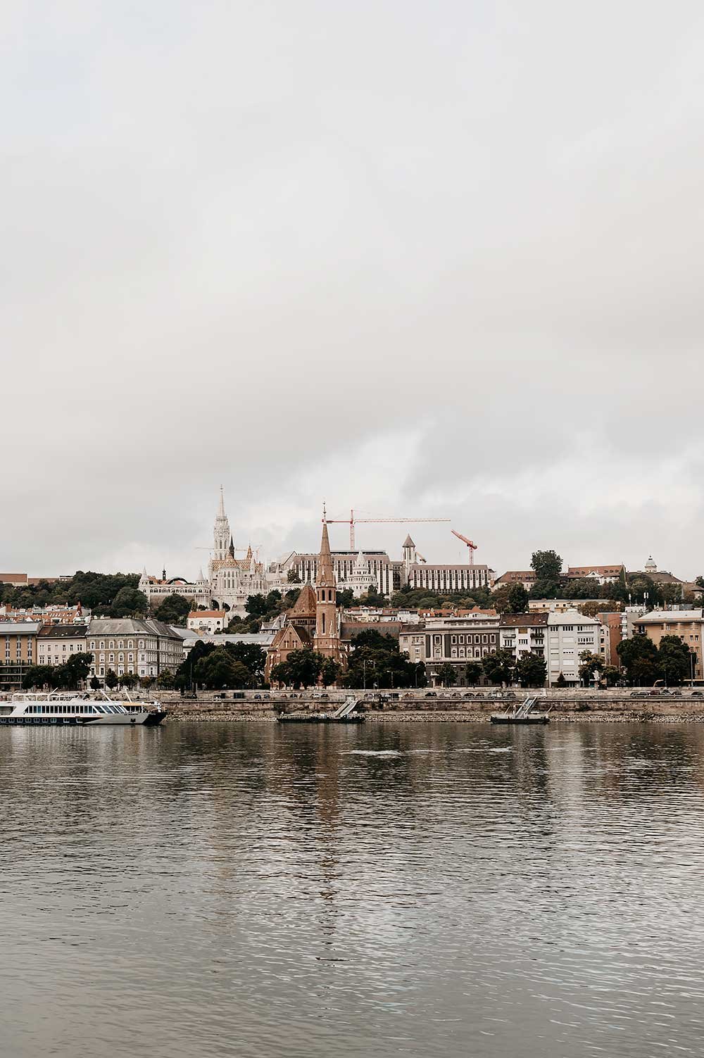 Danube river in Budapest with Fisherman's Bastion across the river