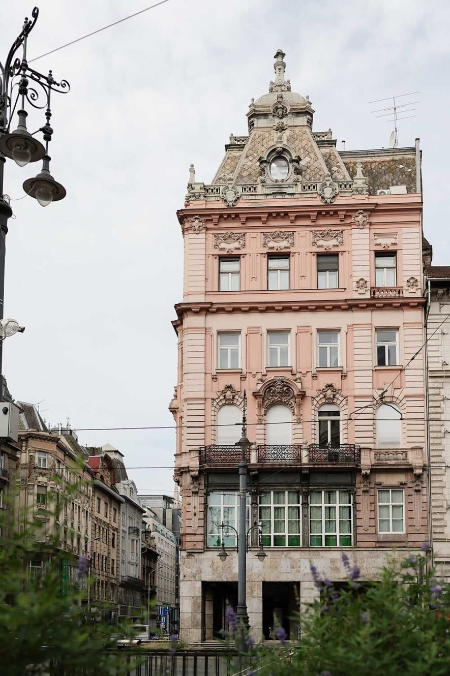 Pink old architecture in Budapest