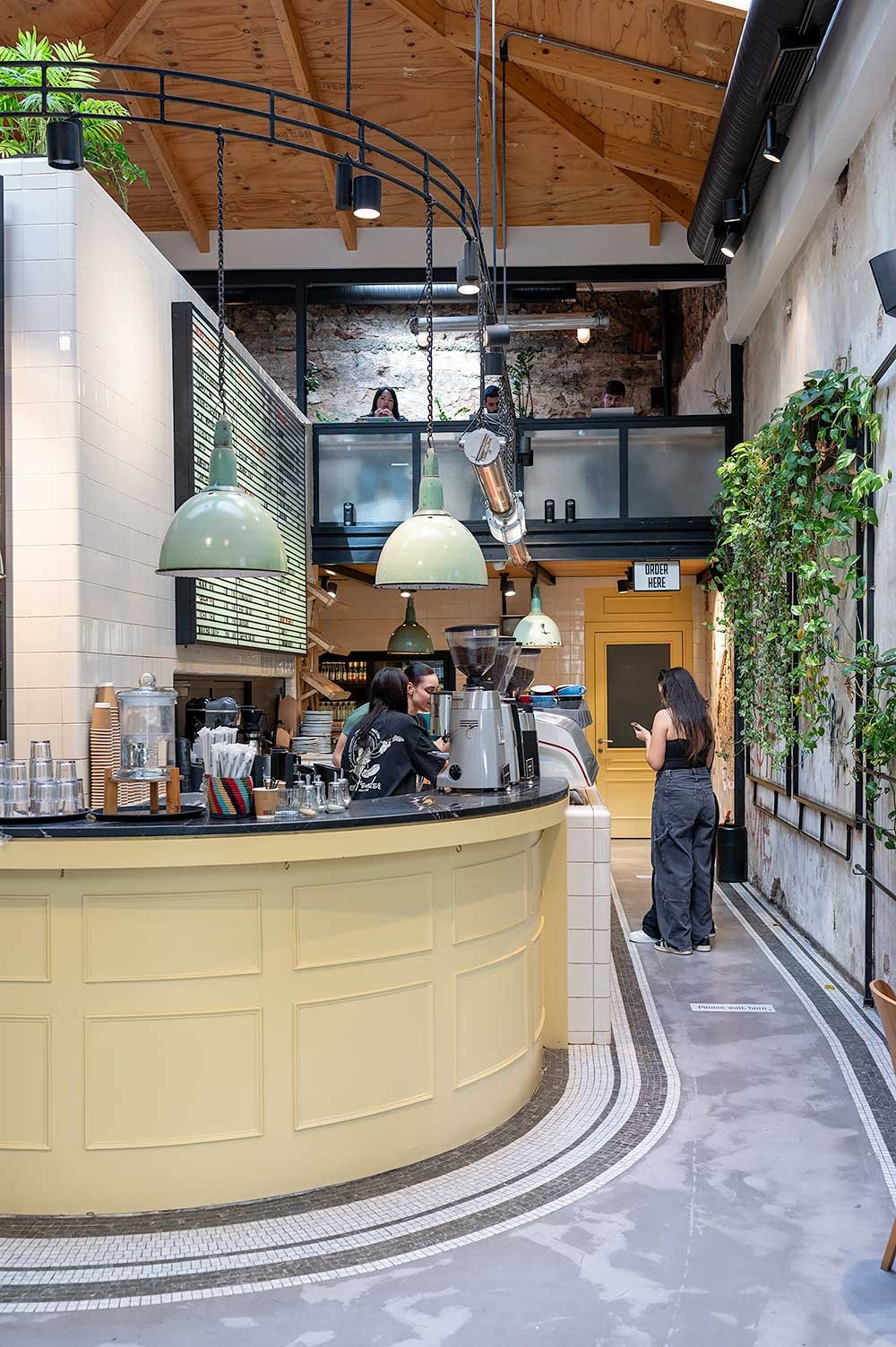 Dope Roasting cafe in Athens with industrial interior