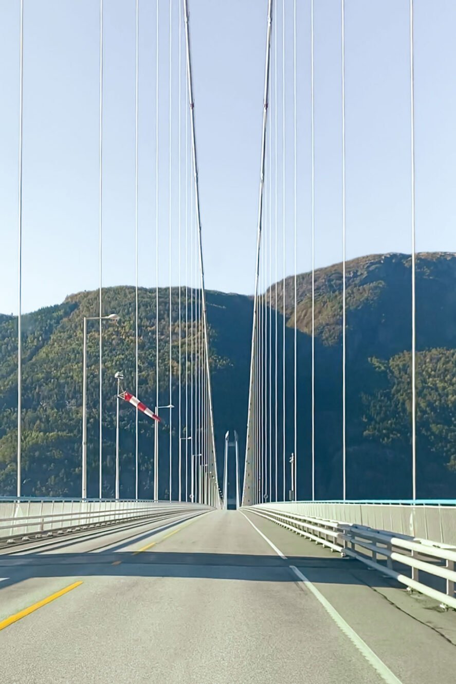 Crossing the fjord on the Hardanger Bridge