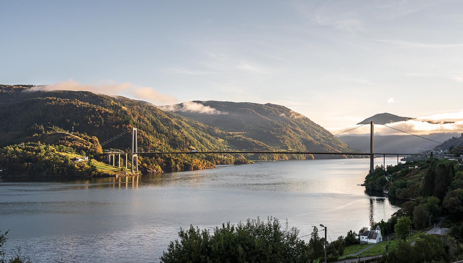 Suspension bridge on the way to the Hardangerfjord in Norway