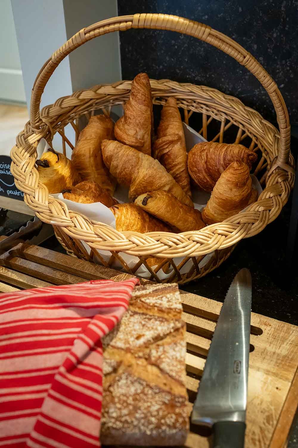 Croissants and pain au chocolat at hotel Madeleine de Senlis in Paris
