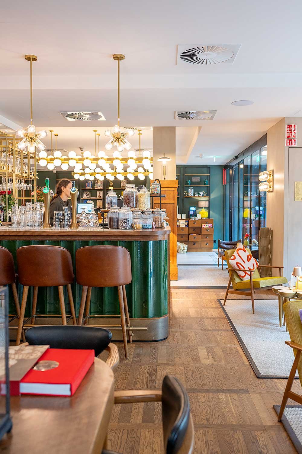 Basecamp lobby and reception at The Collector Hotel in The Hague