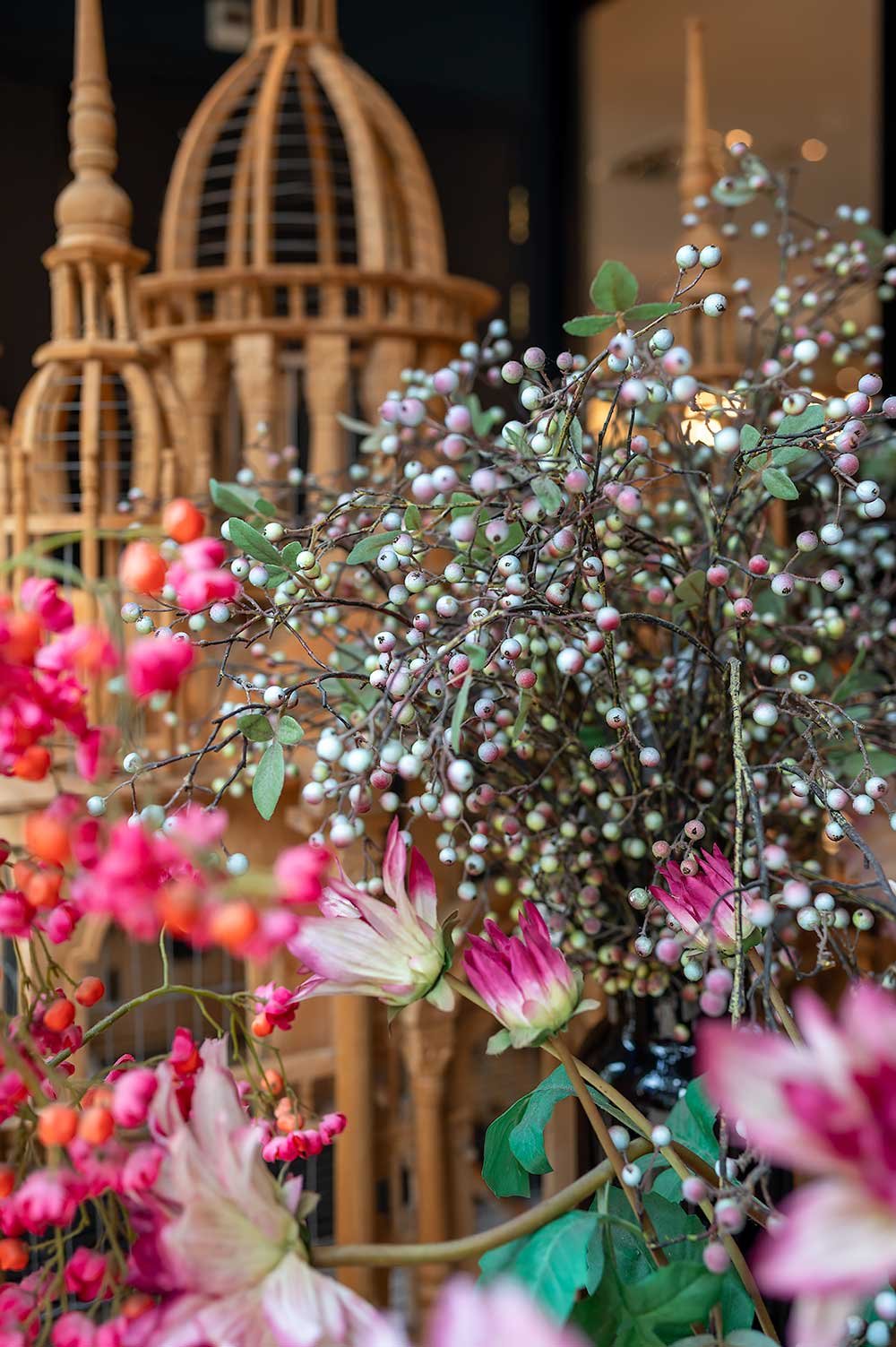 Flowers at the entrance of boutique hotel The Collector in The Hague
