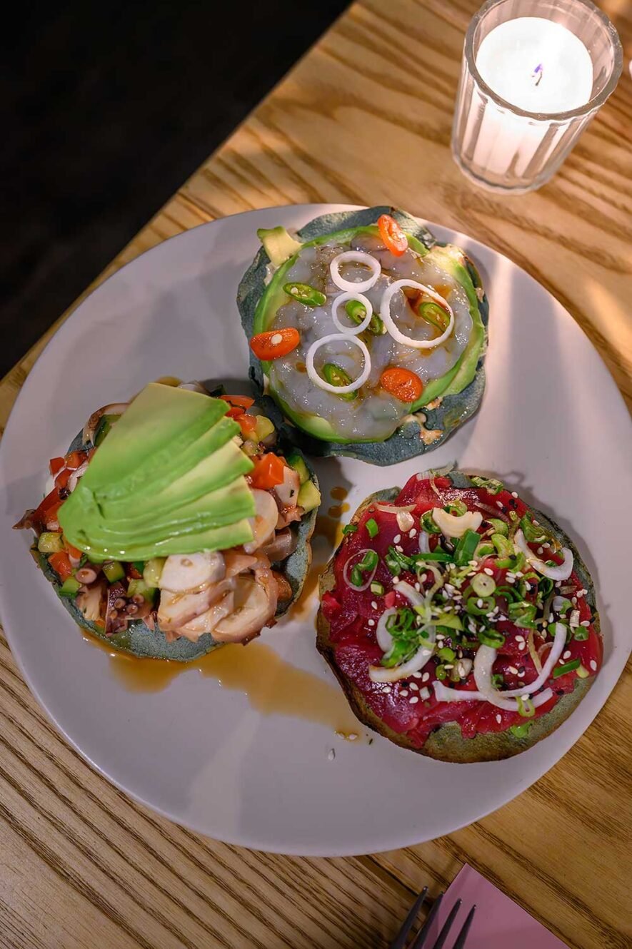 Tostadas bij visrestaurant Campobaja, een van de leukste plekken om te eten in Mexico City