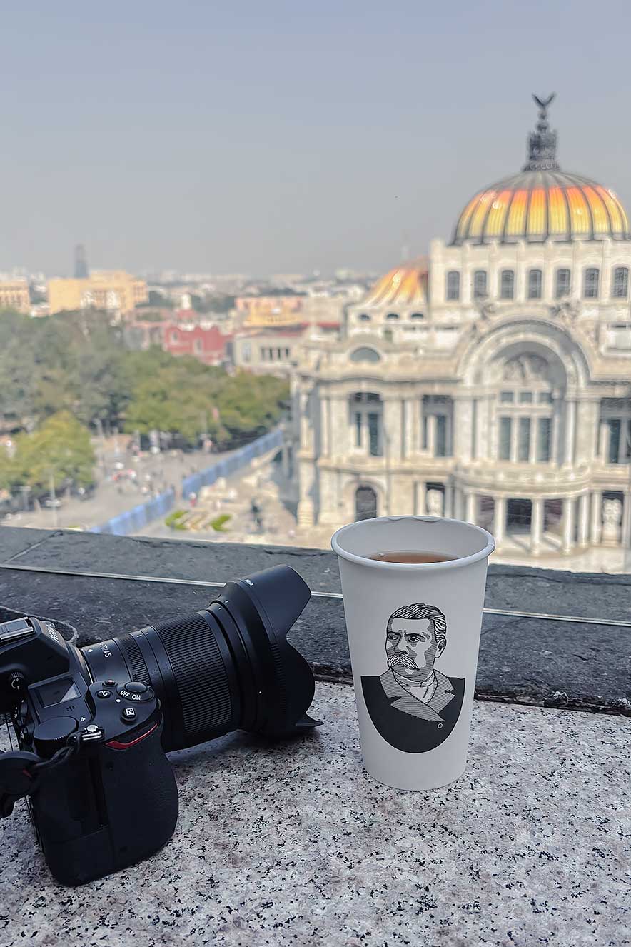 Cafe Finca Don Porfirio with the best view of Palacio de Bellas Artes in Mexico City