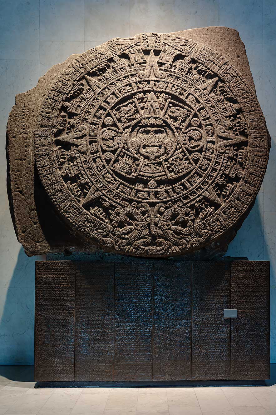 Aztec Sun Stone, one of the highlights of the collection at the National Museum of Anthropology in Mexico City