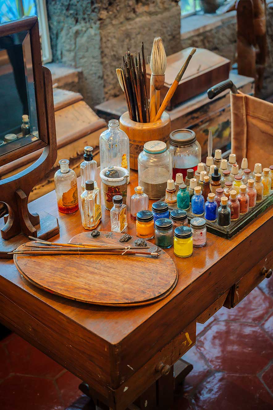 Paint of Frida Kahlo at Frida Kahlo Museum, Casa Azur - Mexico City