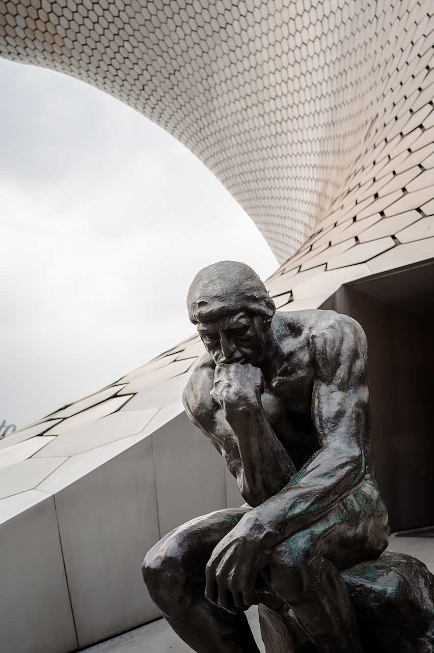 Rodin statue in front of Museum Soumaya in Mexico City