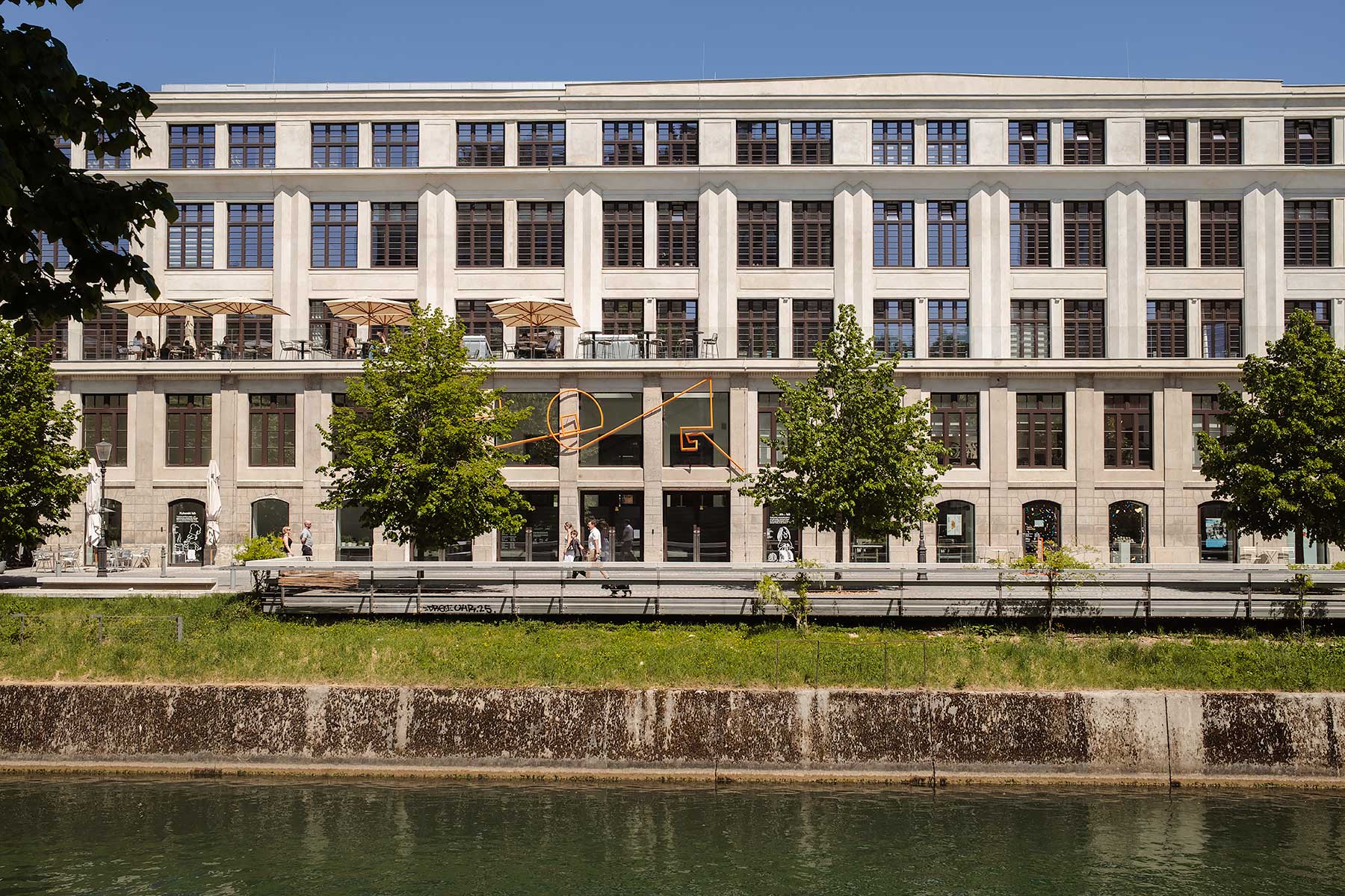 Center Rog, creative hub in Ljubljana seen from across the river