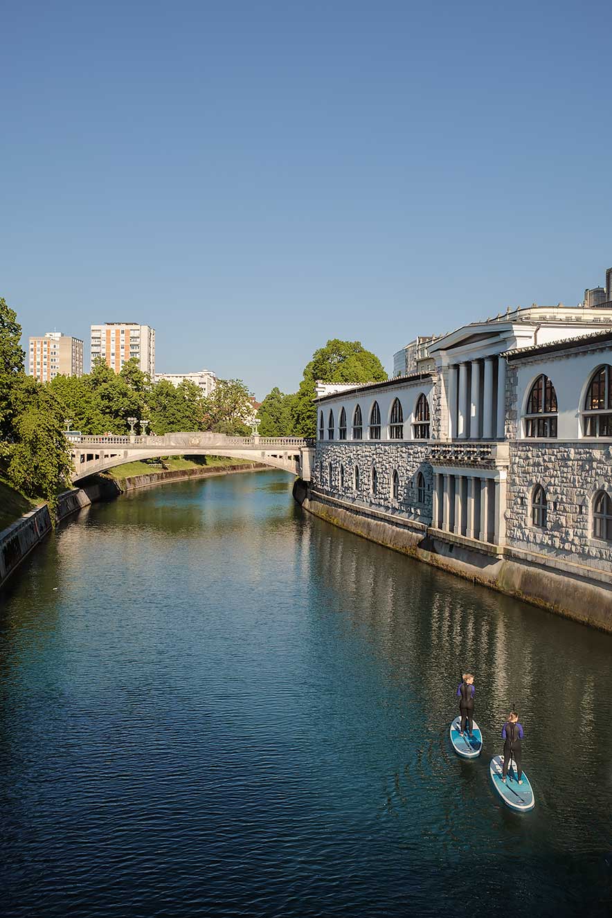Paddle boarding - SUP tour - on the river in Ljubljana