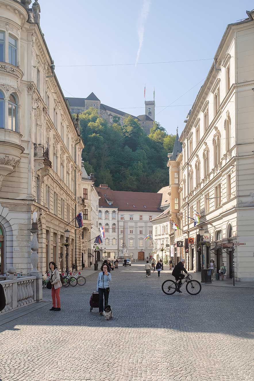 Ljubljana Castle seen from the Triple Bridge