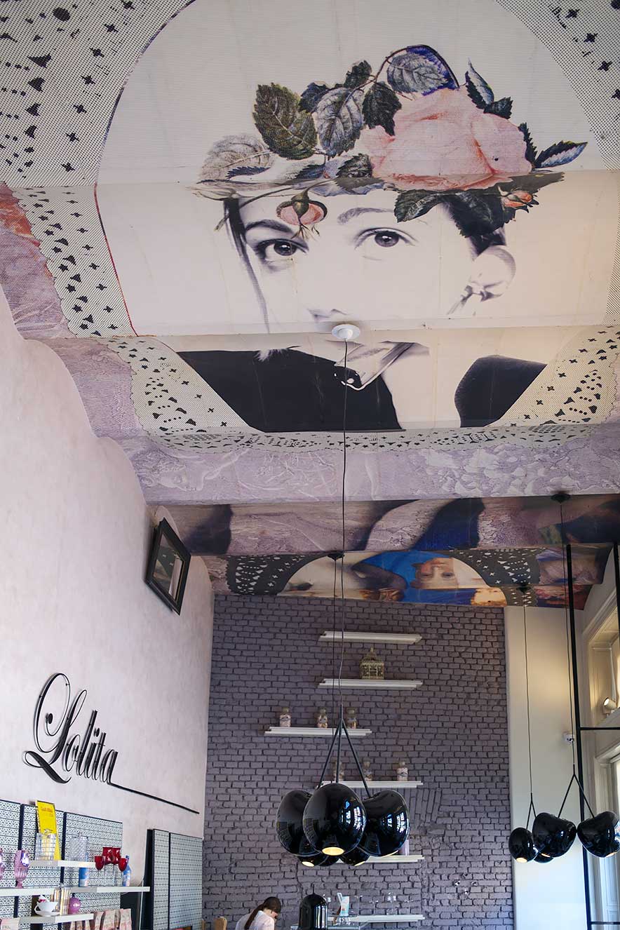 Cafe Lolita in Ljubljana, best place to eat Kremšnita, a cream cake made with layers of puff pastry and custard, in the city center